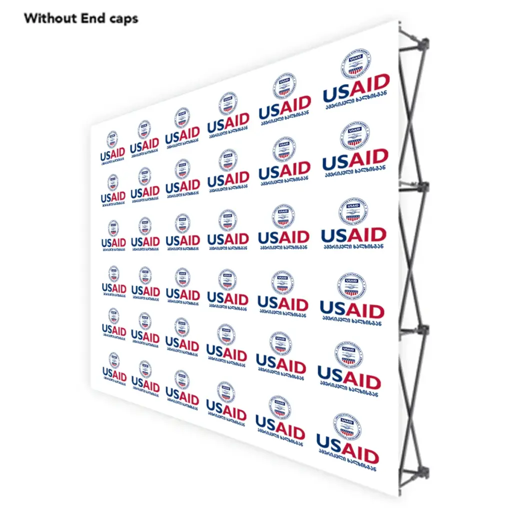 USAID Georgian ONE CHOICE 8 Ft. Fabric Pop Up Display - 89"H Straight Graphic Package