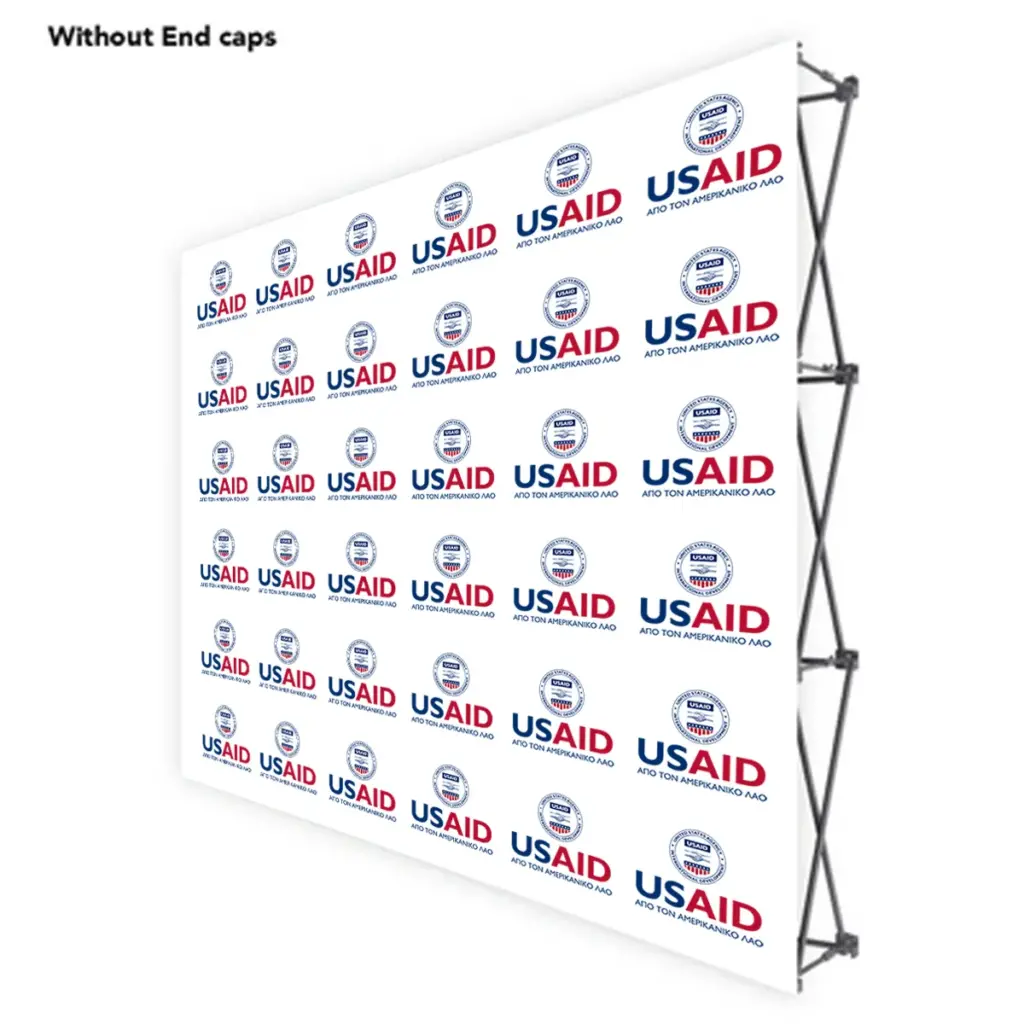 USAID Greek ONE CHOICE 8 Ft. Fabric Pop Up Display - 89"H Straight Graphic Package