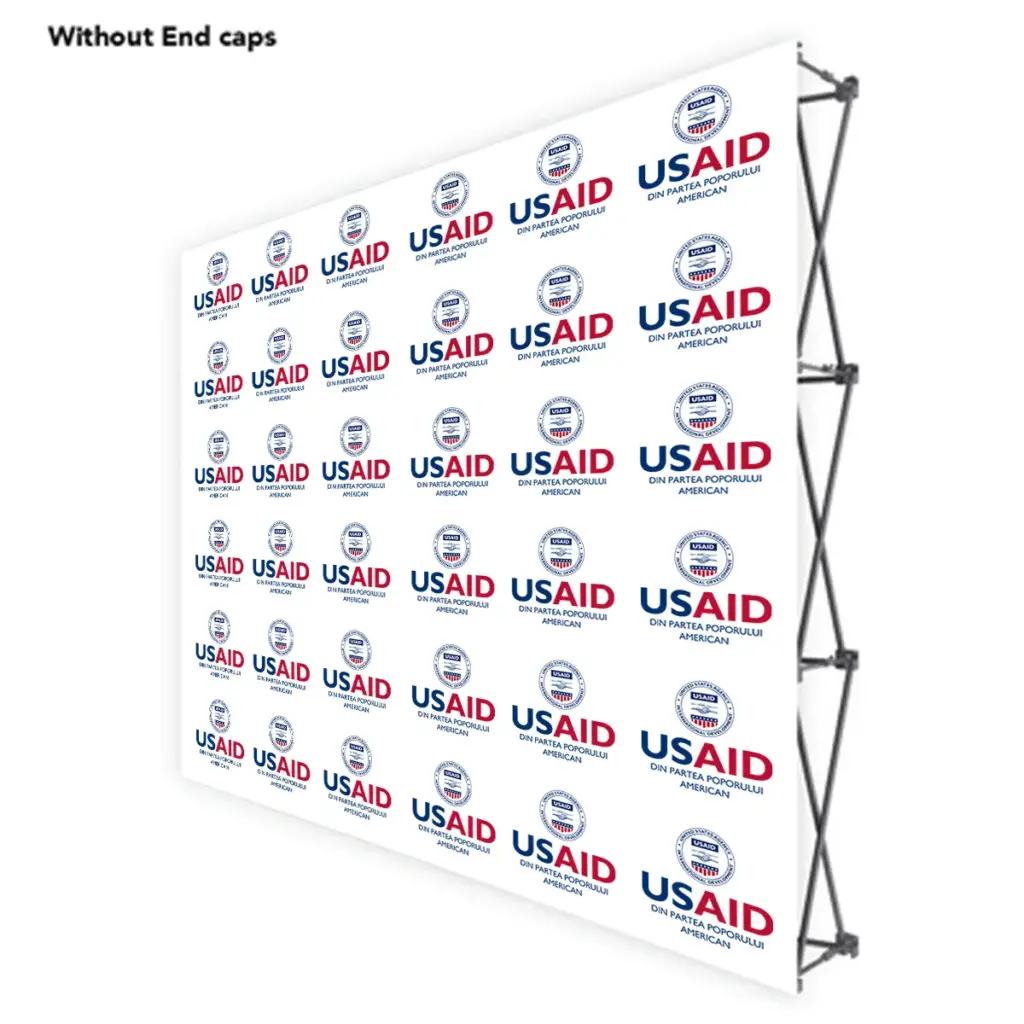 USAID Romanian ONE CHOICE 8 Ft. Fabric Pop Up Display - 89"H Straight Graphic Package