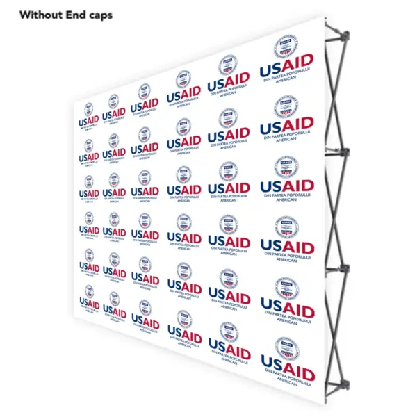 USAID Romanian ONE CHOICE 8 Ft. Fabric Pop Up Display - 89"H Straight Graphic Package