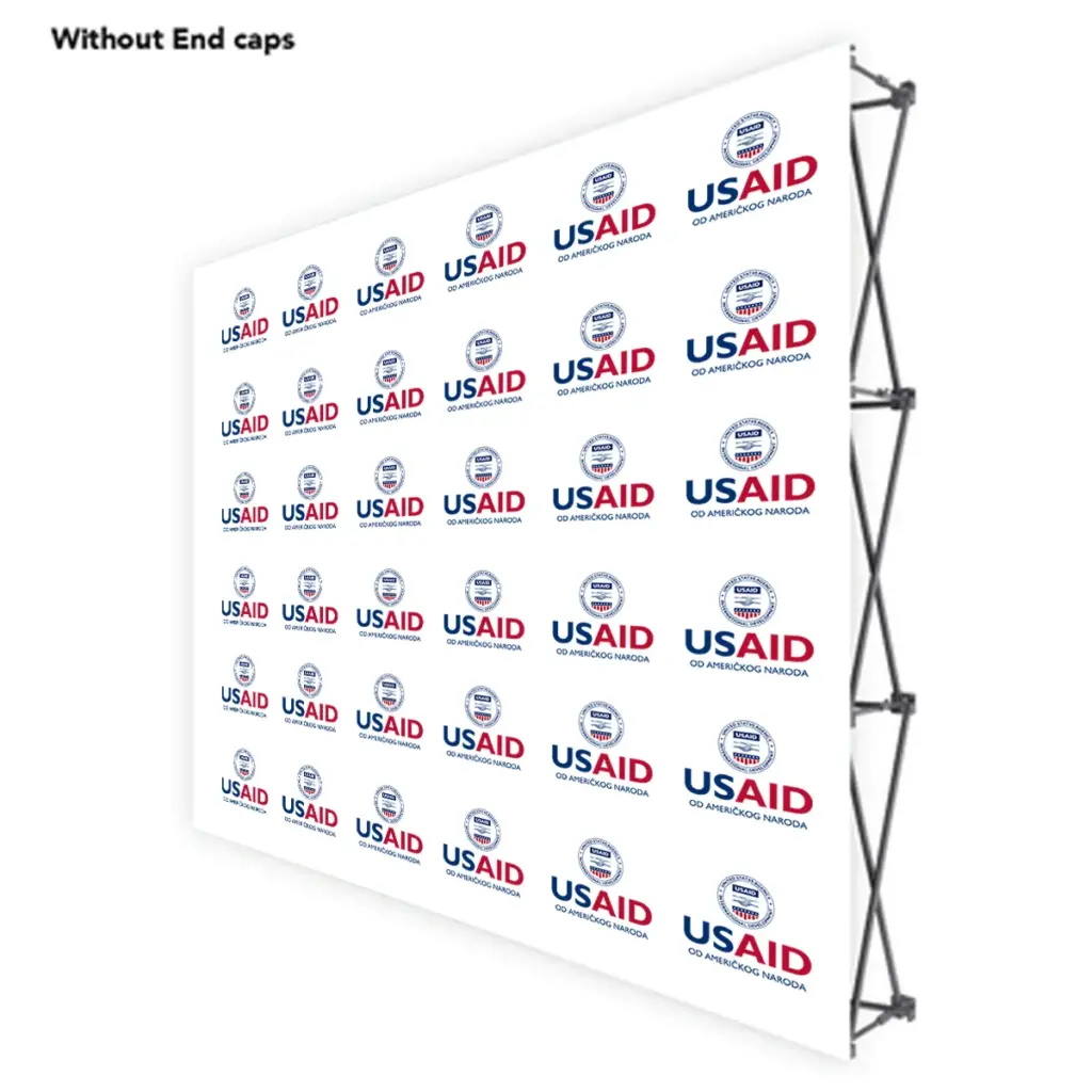 USAID Serbian ONE CHOICE 8 Ft. Fabric Pop Up Display - 89"H Straight Graphic Package