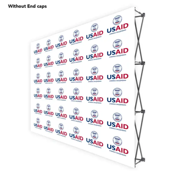 USAID Azerbaijani ONE CHOICE 8 Ft. Fabric Pop Up Display - 89"H Straight Graphic Package