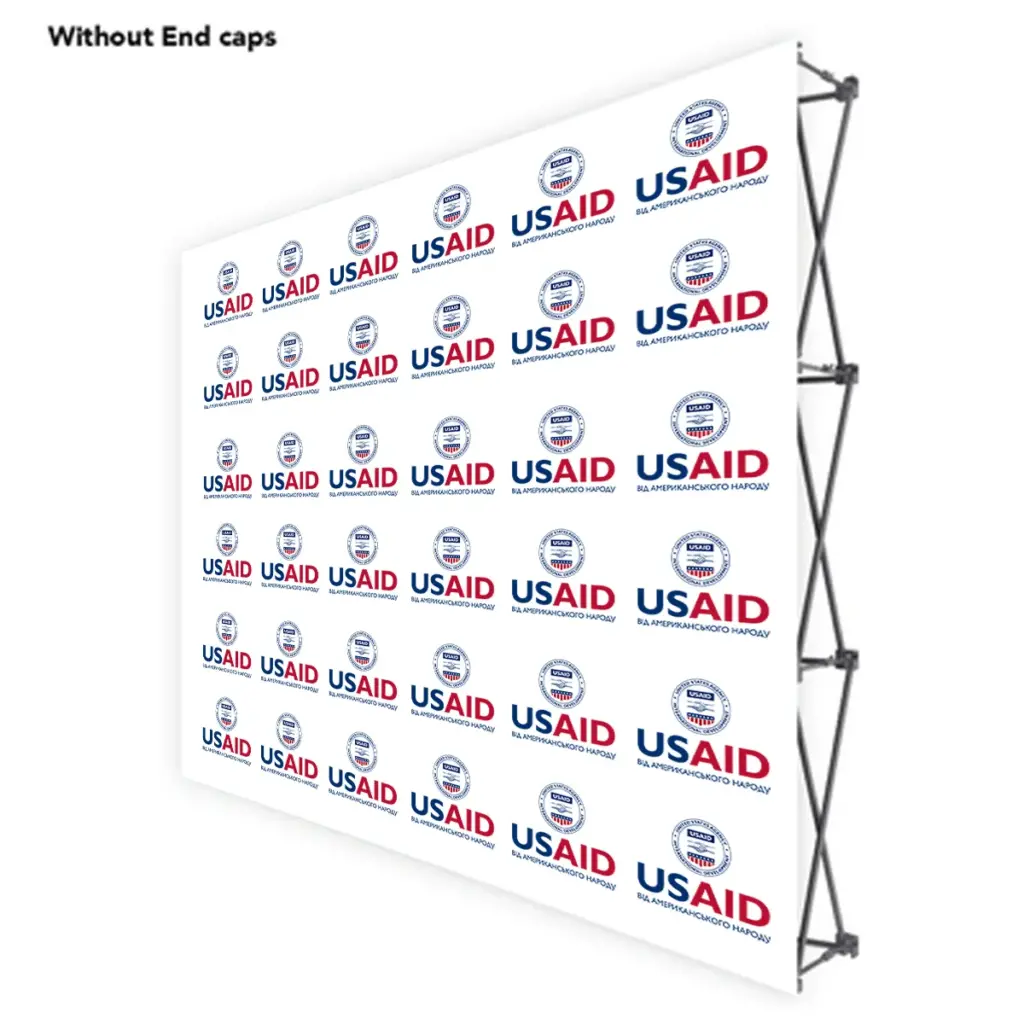 USAID Ukrainian ONE CHOICE 8 Ft. Fabric Pop Up Display - 89"H Straight Graphic Package