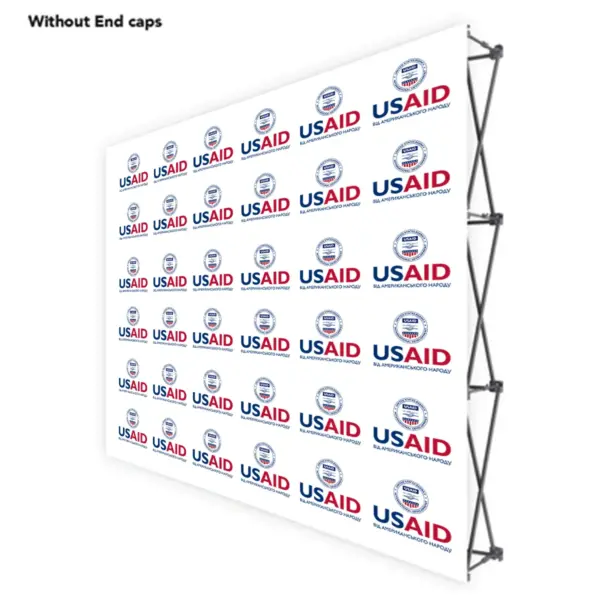 USAID Ukrainian ONE CHOICE 8 Ft. Fabric Pop Up Display - 89"H Straight Graphic Package
