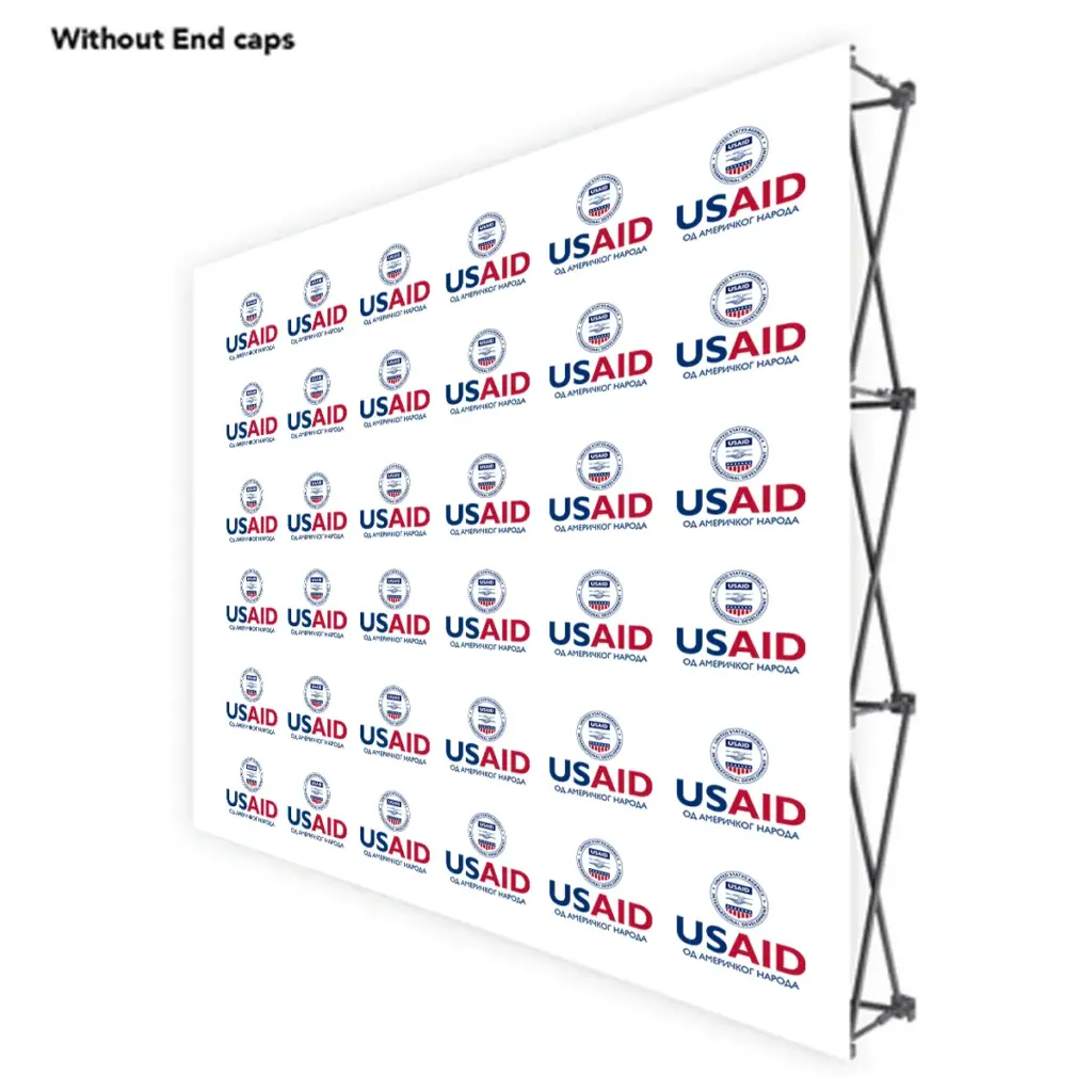 USAID Bosnian Cyrillic ONE CHOICE 8 Ft. Fabric Pop Up Display - 89"H Straight Graphic Package