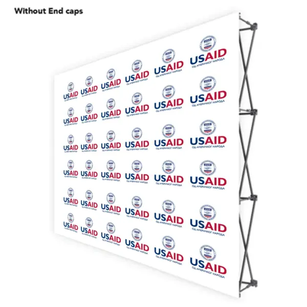 USAID Bosnian Cyrillic ONE CHOICE 8 Ft. Fabric Pop Up Display - 89"H Straight Graphic Package