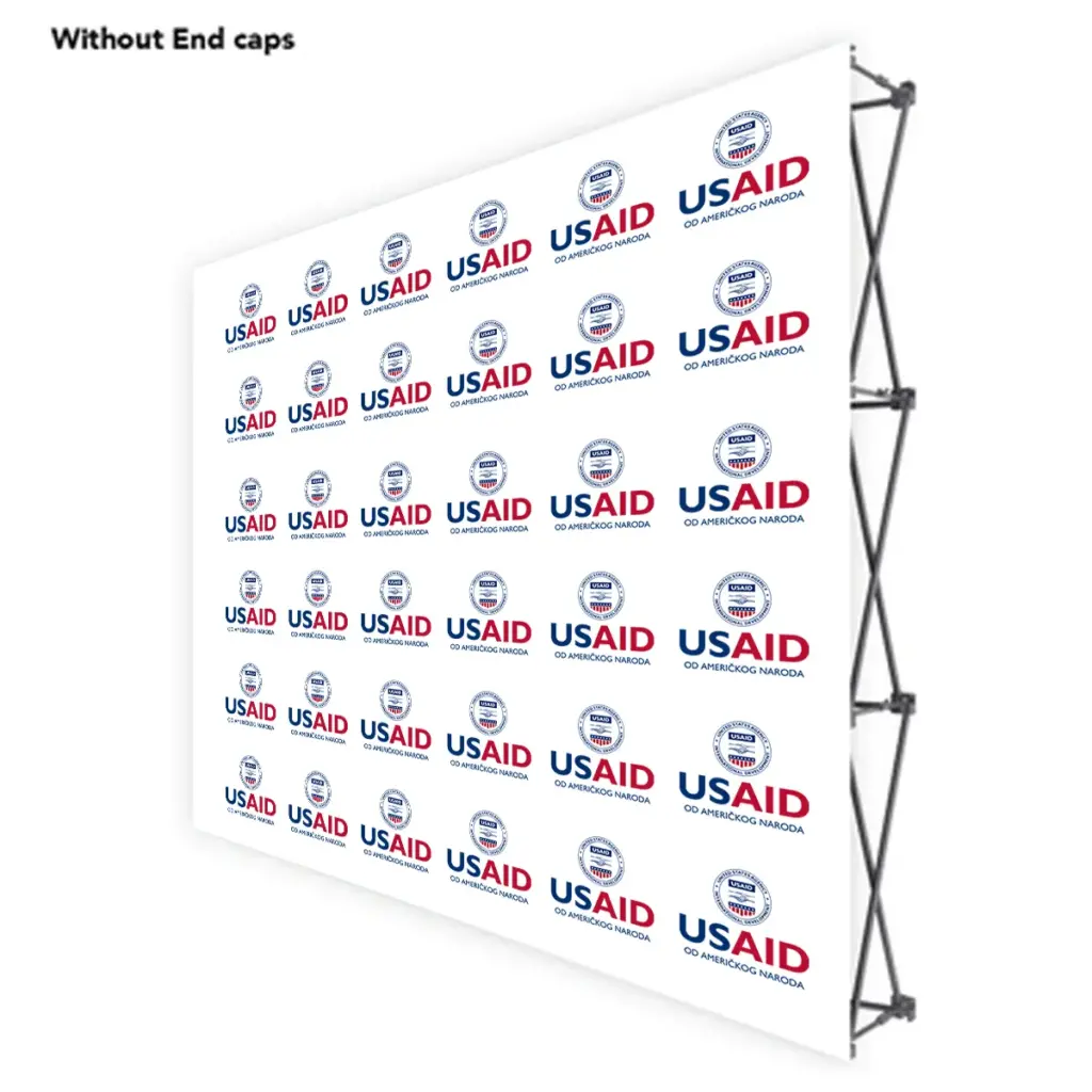 USAID Bosnian Latinic ONE CHOICE 8 Ft. Fabric Pop Up Display - 89"H Straight Graphic Package