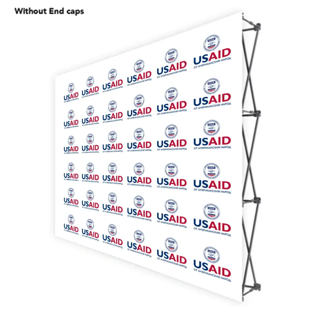USAID Bulgarian ONE CHOICE 8 Ft. Fabric Pop Up Display - 89"H Straight Graphic Package