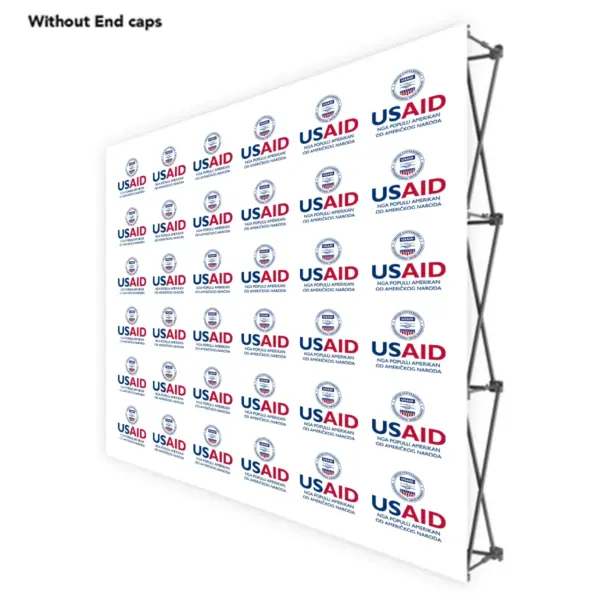USAID Albanian ONE CHOICE 8 Ft. Fabric Pop Up Display - 89"H Straight Graphic Package