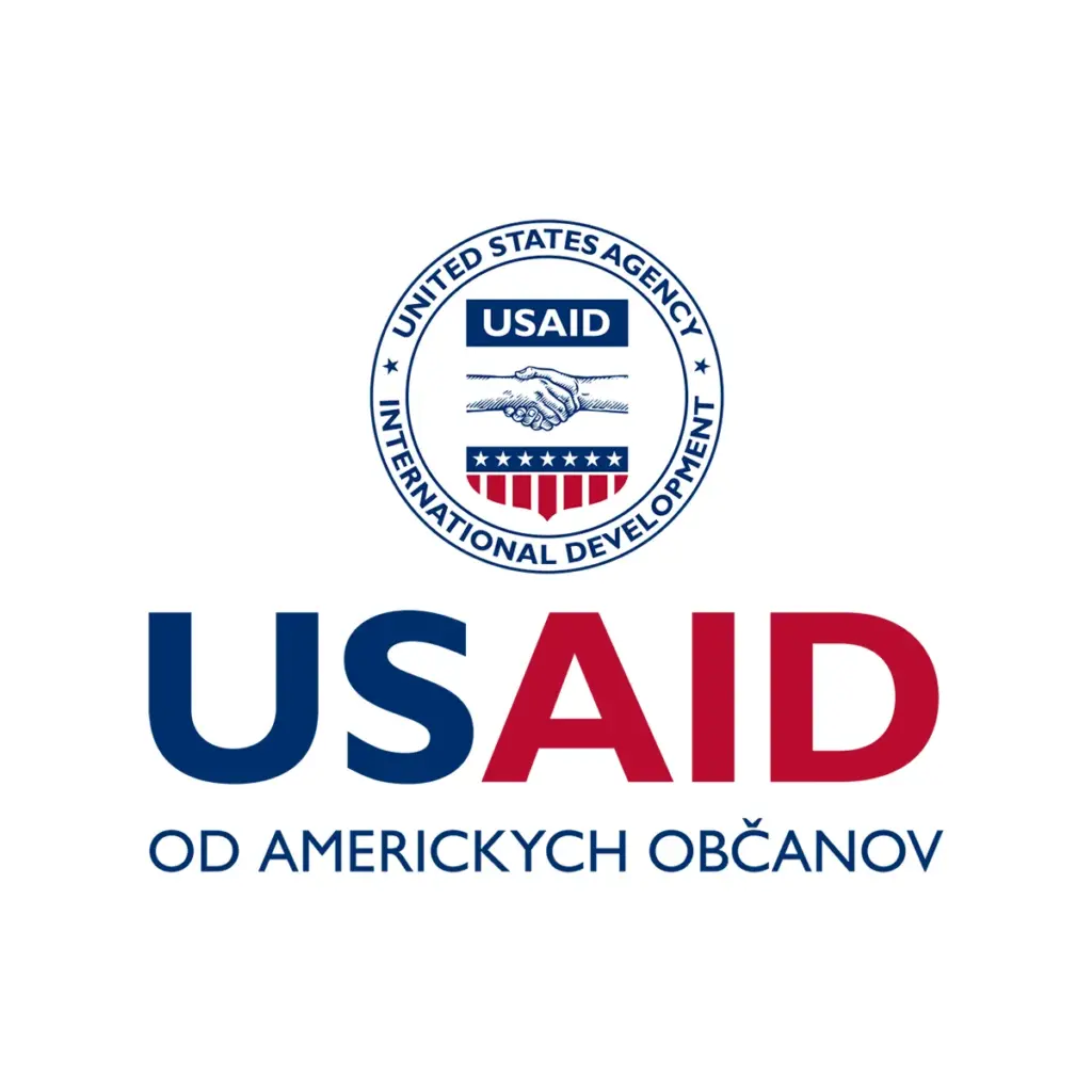USAID Slovak Decal on White Vinyl Material. Full Color