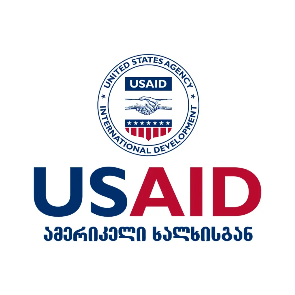 USAID Georgian Decal on White Vinyl Material - (3"x3"). Full color.