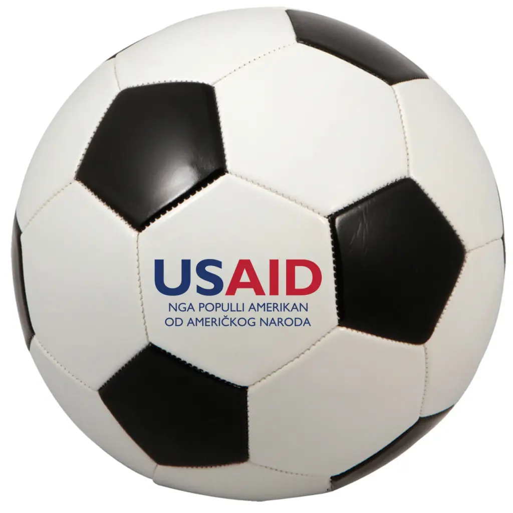USAID Albanian - Regulation Size Black & White Soccer Ball