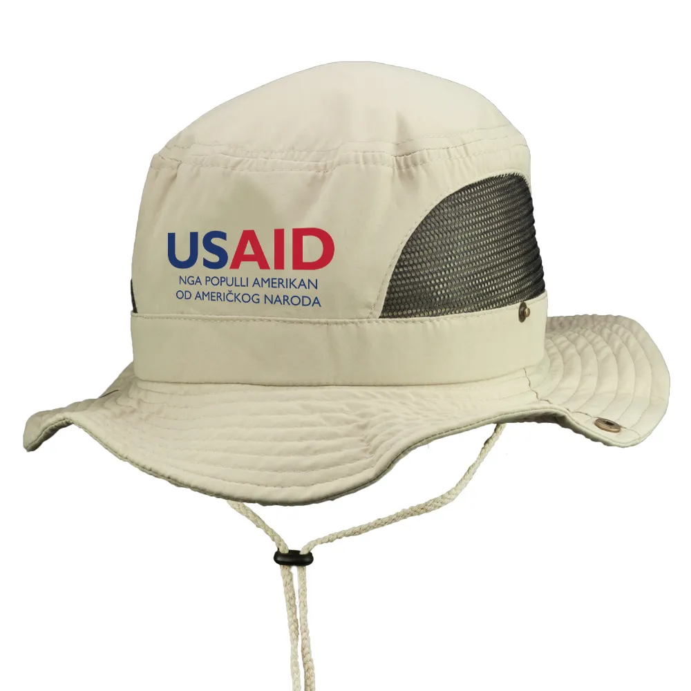 USAID Albanian - Embroidered Pintano Bucket Hat with Mesh Sides (Min 12 pcs)