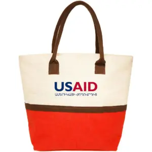 USAID Armenian - Two-Tone Jute Beach Tote Bags (17.5"x13.5")