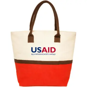 USAID Ukrainian - Two-Tone Jute Beach Tote Bags (17.5"x13.5")