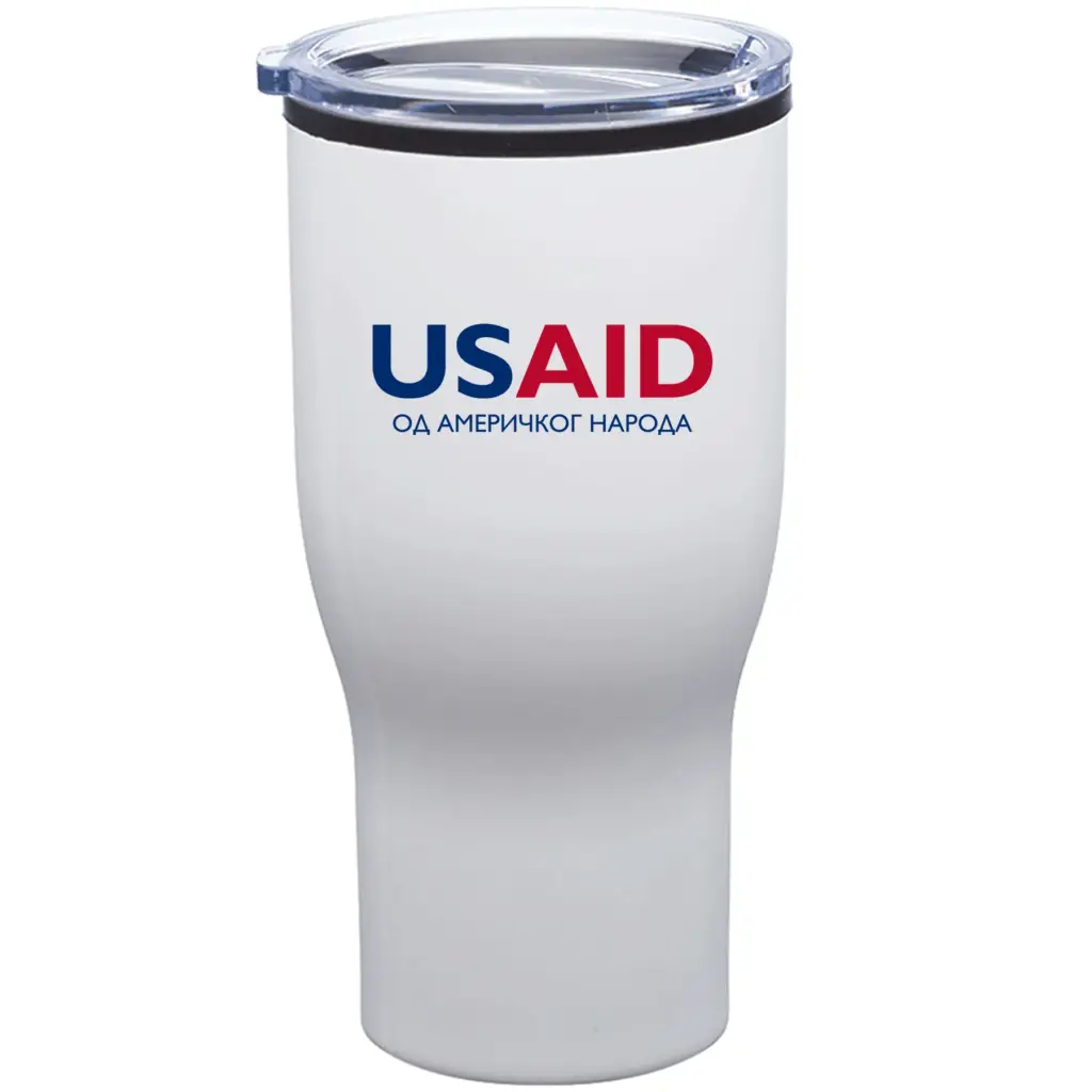 USAID Bosnian Cyrillic - 28 Oz. Challenger Stainless Steel Travel Mugs Tumbler