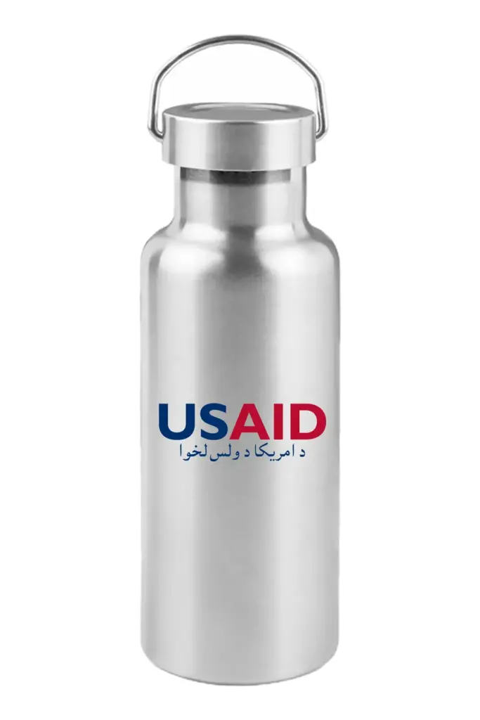 USAID Pashto - 17 Oz. Stainless Steel Canteen Water Bottles