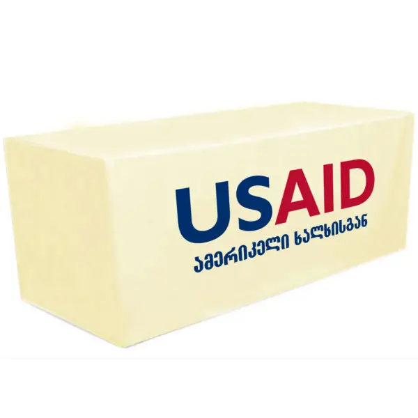 USAID Georgian - 8' Fitted Dye Sub Tablecloth White