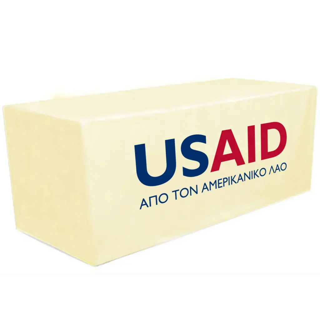 USAID Greek - 8' Fitted Dye Sub Tablecloth White
