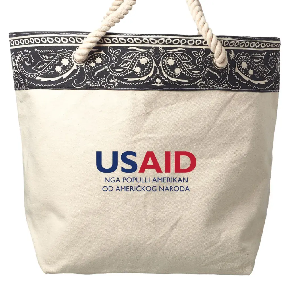 USAID Albanian - Paisley Pattern Canvas Tote Bags (17.5"x12.5")