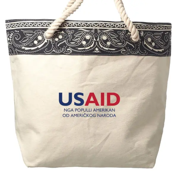 USAID Albanian - Paisley Pattern Canvas Tote Bags (17.5"x12.5")