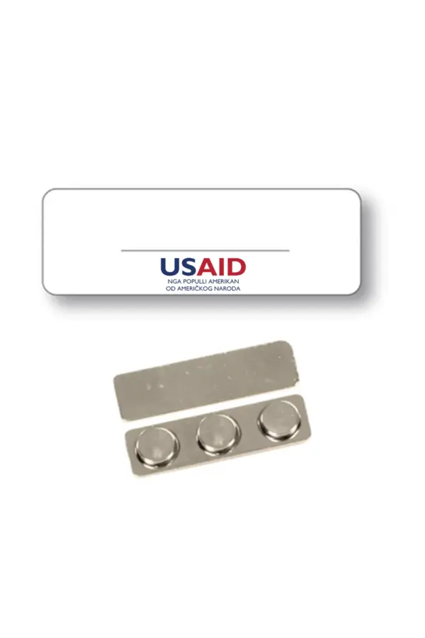 USAID Albanian - Name Badge White Metal