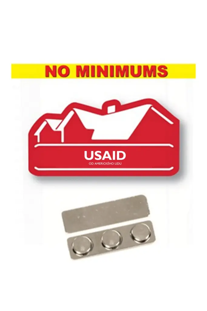 USAID Czech - Name badge Custom Shape Red Plastic