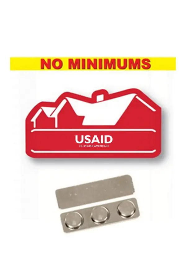 USAID French - Name badge Custom Shape Red Plastic