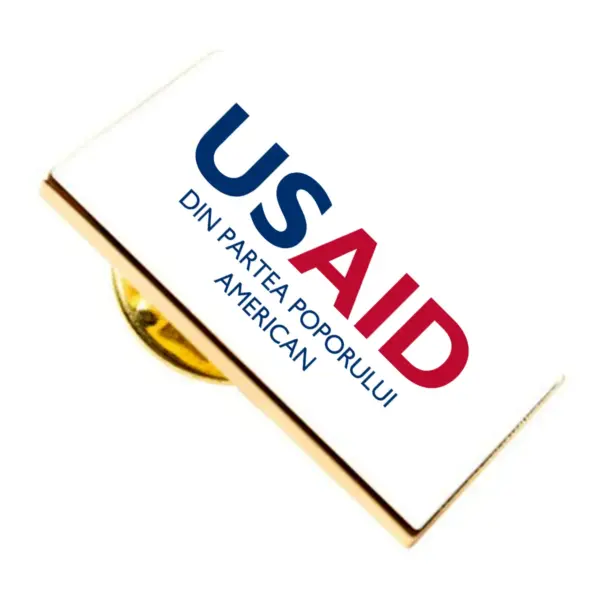 USAID Romanian Brandmark Lapel Pins with Military Clutch Rectangular Min 100 pcs