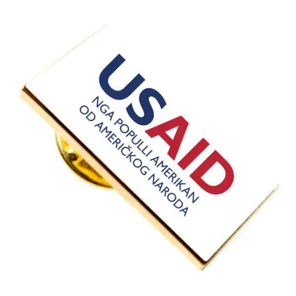 USAID Albanian Brandmark Lapel Pins with Military Clutch Rectangular Min 100 pcs