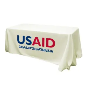 USAID Georgian - 6' Fitted Dye Sub Tablecloth (Non Fitted) White
