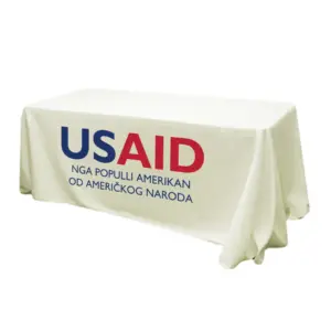 USAID Albanian - 6' Fitted Dye Sub Tablecloth (Non Fitted) White