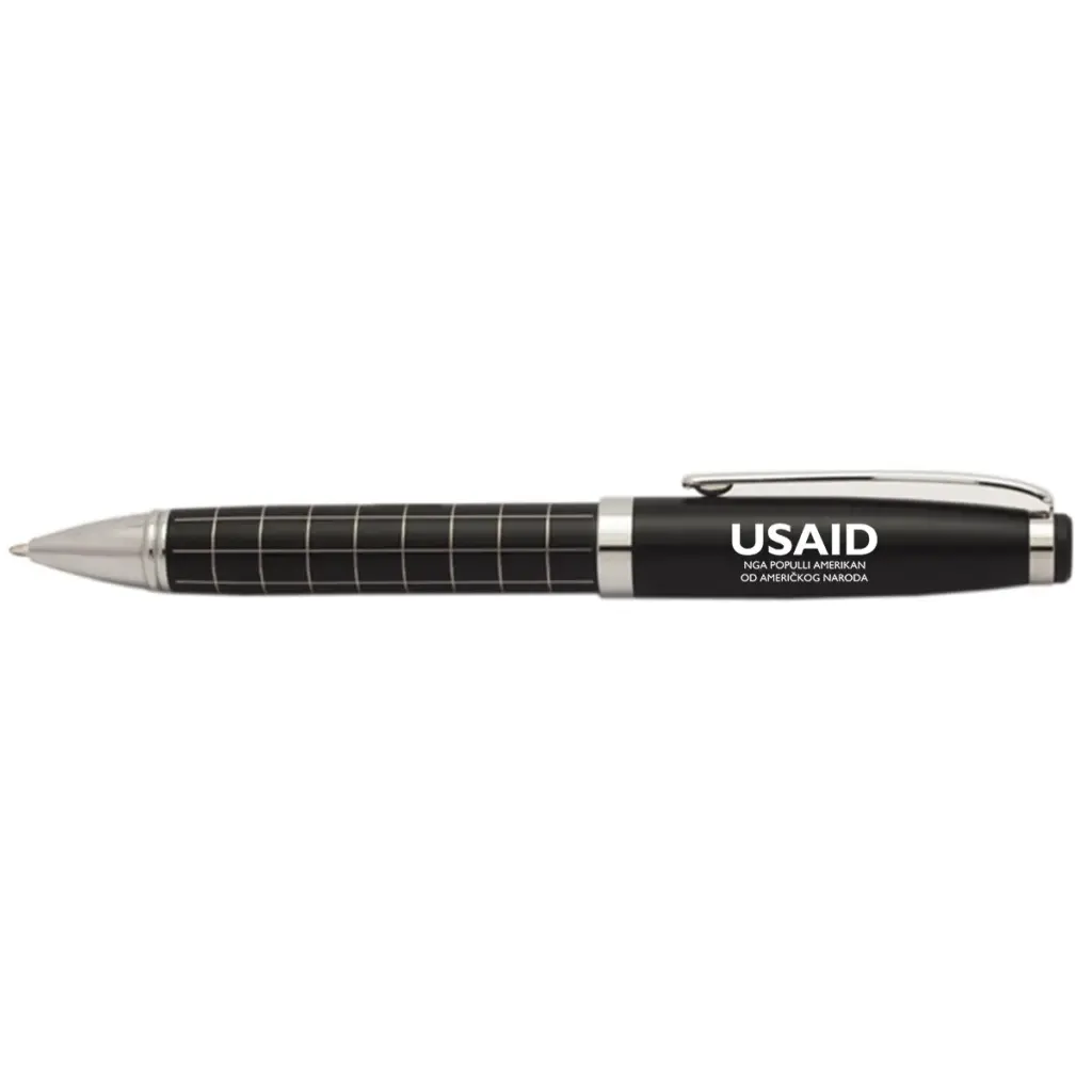 USAID Albanian - Onyx Grid Metal Pens