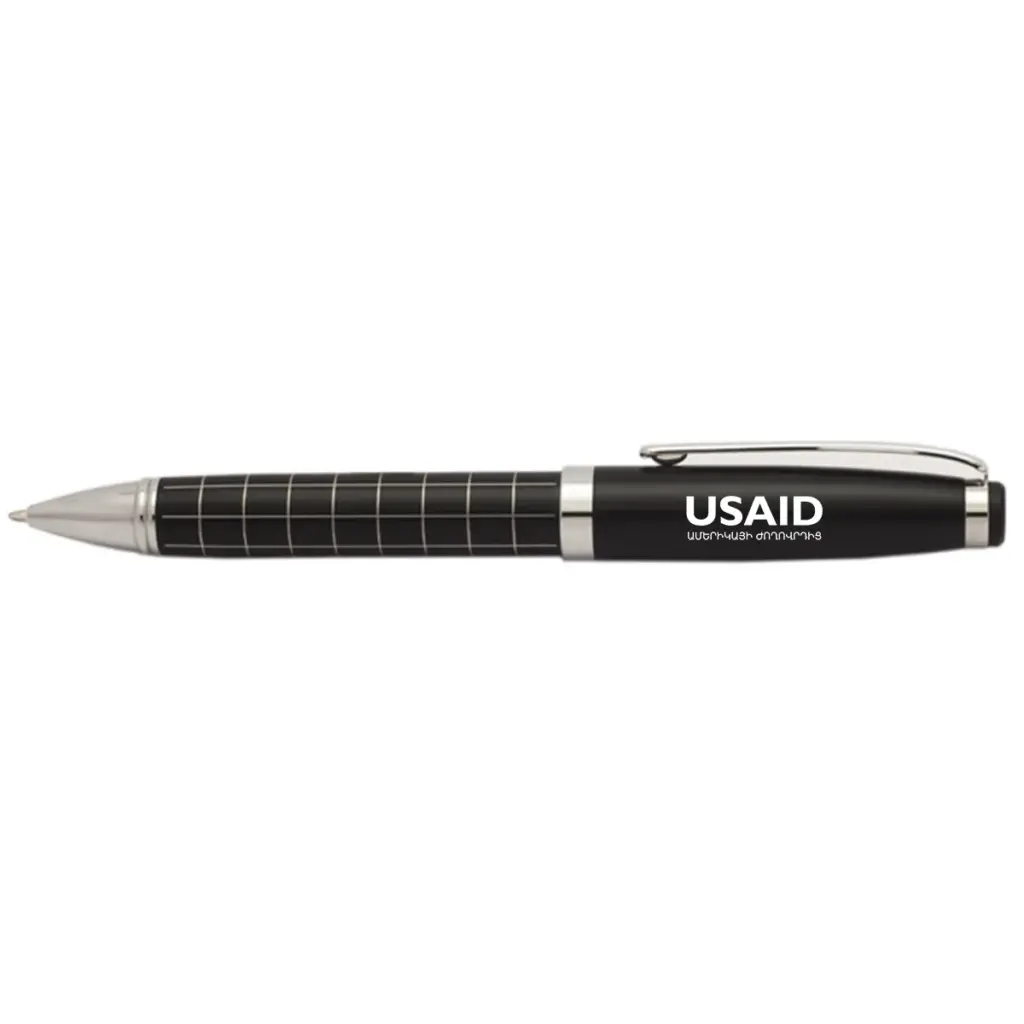 USAID Armenian - Onyx Grid Metal Pens