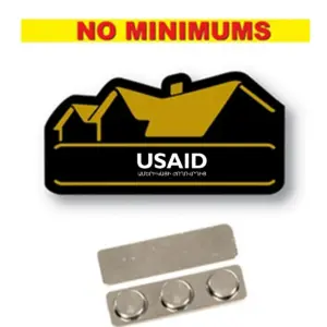 USAID Armenian - Name Badge Custom Shape BLACK Plastic