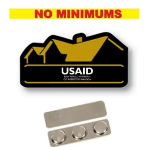 USAID Albanian - Name Badge Custom Shape BLACK Plastic