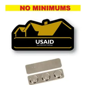 USAID Bosnian Cyrillic - Name Badge Custom Shape BLACK Plastic