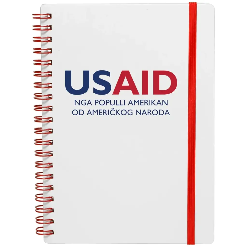 USAID Albanian - White Spiral Notebook w/ Colored Accents