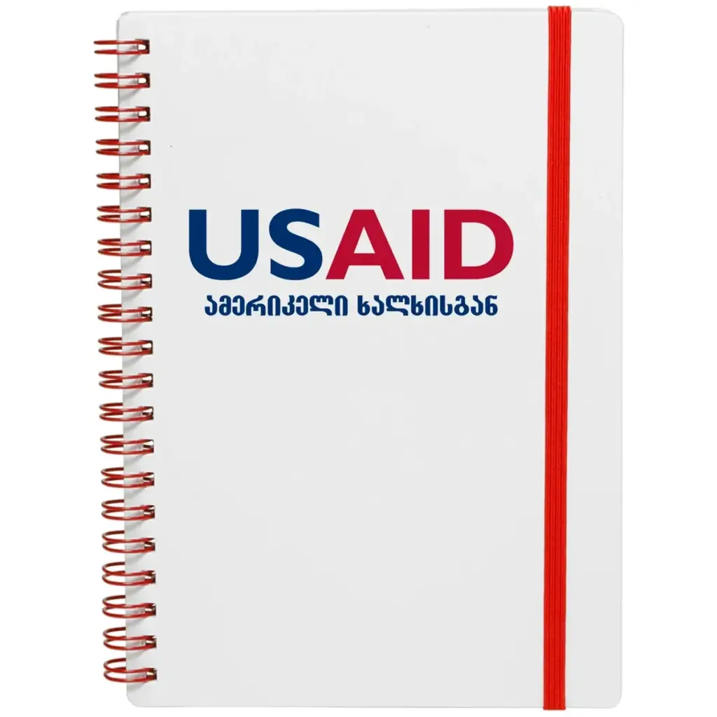 USAID Georgian - White Spiral Notebook w/ Colored Accents