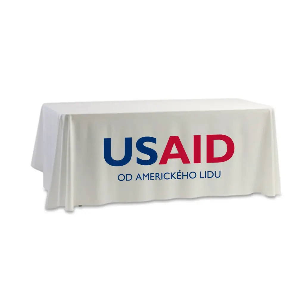 USAID Czech - 8' Dye Sub Tablecloth (Non Fitted) White