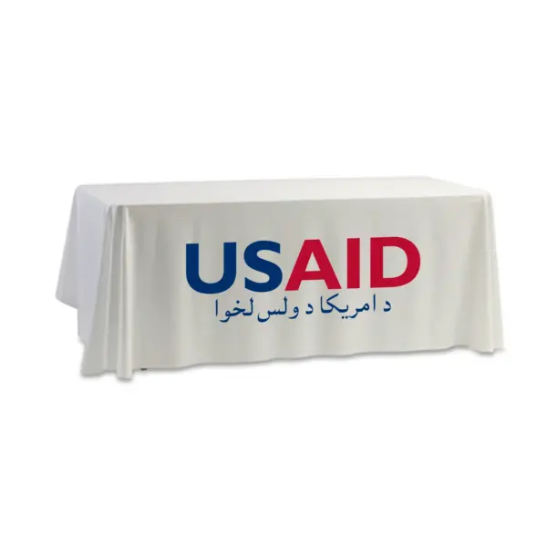 USAID Pashto - 8' Dye Sub Tablecloth (Non Fitted) White