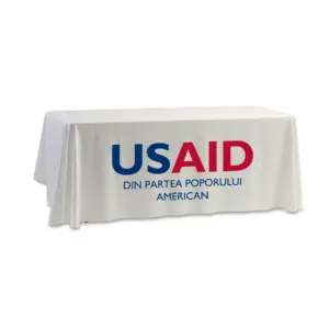 USAID Romanian - 8' Dye Sub Tablecloth (Non Fitted) White