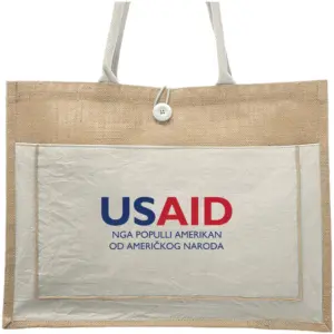 USAID Albanian - Cotton Pocket Jute Tote Bags (17.75"x13.75")