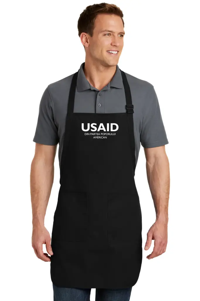 USAID Romanian - Embroidered Port Authority Full Length Apron w/Pouch Pocket