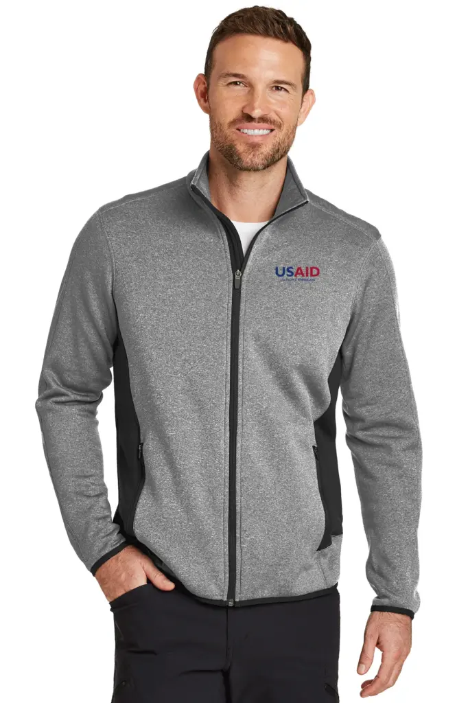 USAID French - Eddie Bauer Men's Full-Zip Heather Stretch Fleece Jacket