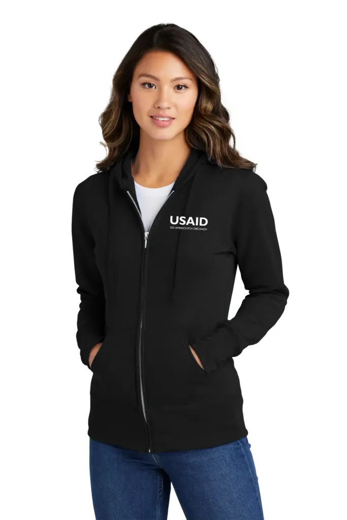 USAID Slovak Port & Company Ladies Core Fleece Full-Zip Hooded Sweatshirt