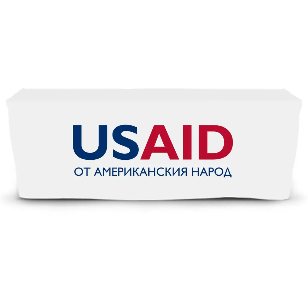 USAID Bulgarian - 6' Fitted Dye Sub Tablecloth  White