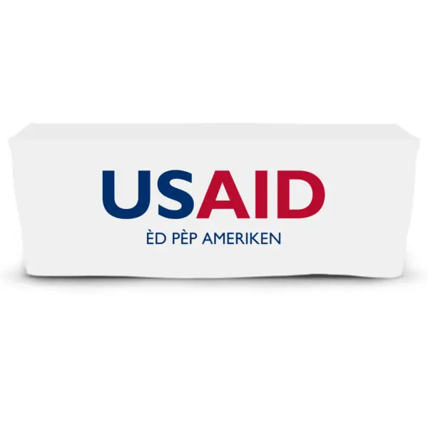 USAID Creole - 6' Fitted Dye Sub Tablecloth  White