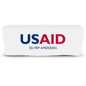 USAID Creole - 6' Fitted Dye Sub Tablecloth  White