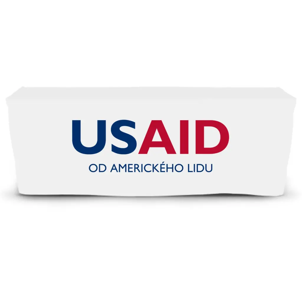 USAID Czech - 6' Fitted Dye Sub Tablecloth  White